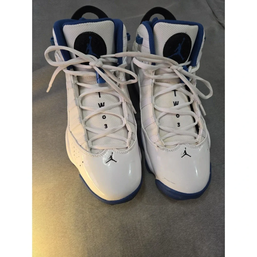 Jordan 6 Rings White/Dark Marina Blue/Black Men's Mid Top Lace Up 322992-114